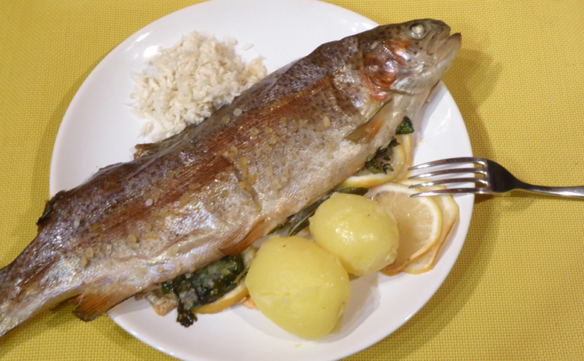 Simply baked trout with herbs,,cs,Rainbow trout, I actually had the kitchen for the first time,,cs,Even after baking,,cs,I struggled a bit with the pan until I finally chose Sheet,,cs,I had fish and what to do,,cs,We wash it and dry it,,sk,Add the lemon herbs,,cs,which zastříkneme fine olive oil and little salt,,cs,Then we pull the temperature at about,,cs,C and still leave,,cs,I got here a little logistical problem,,sk,But we're not at the front desk in Lany,,cs,we have to make do with ordinary round dish,,cs,Serve with potatoes finely omaštěným piece of butter,,cs,Cucumber salad with white onions,,cs,so i just need to,,cs,We need to actually just cucumber and onion,,cs